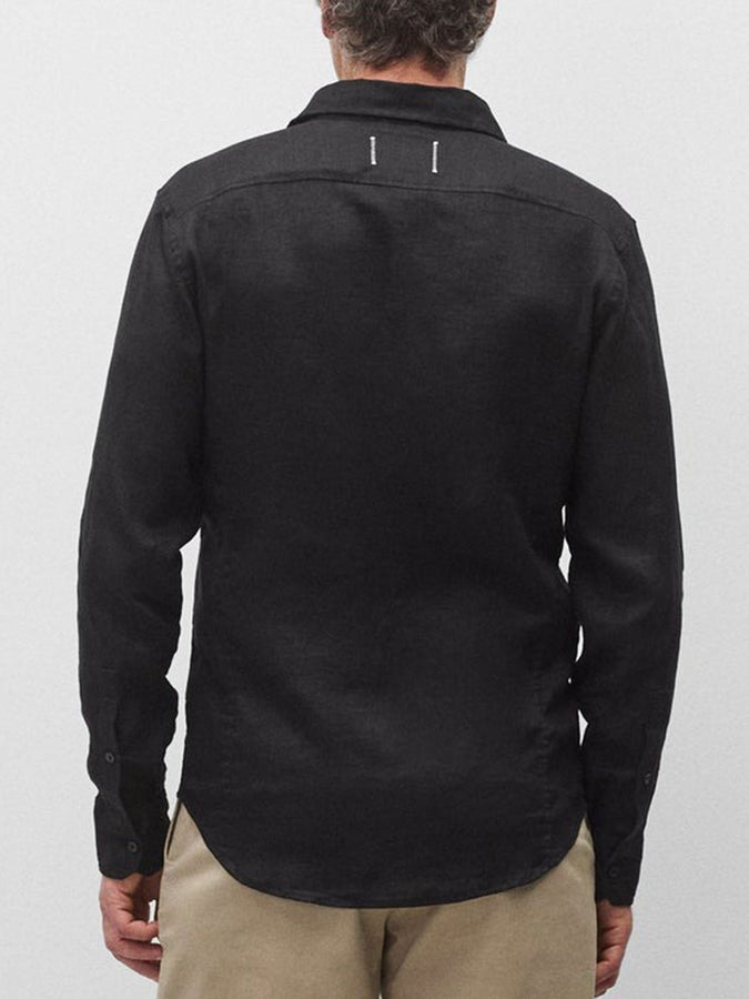 Reigning Champ Linen Plaza Standard Long Sleeve Buttondown Shirt Spring 2026 | BLACK