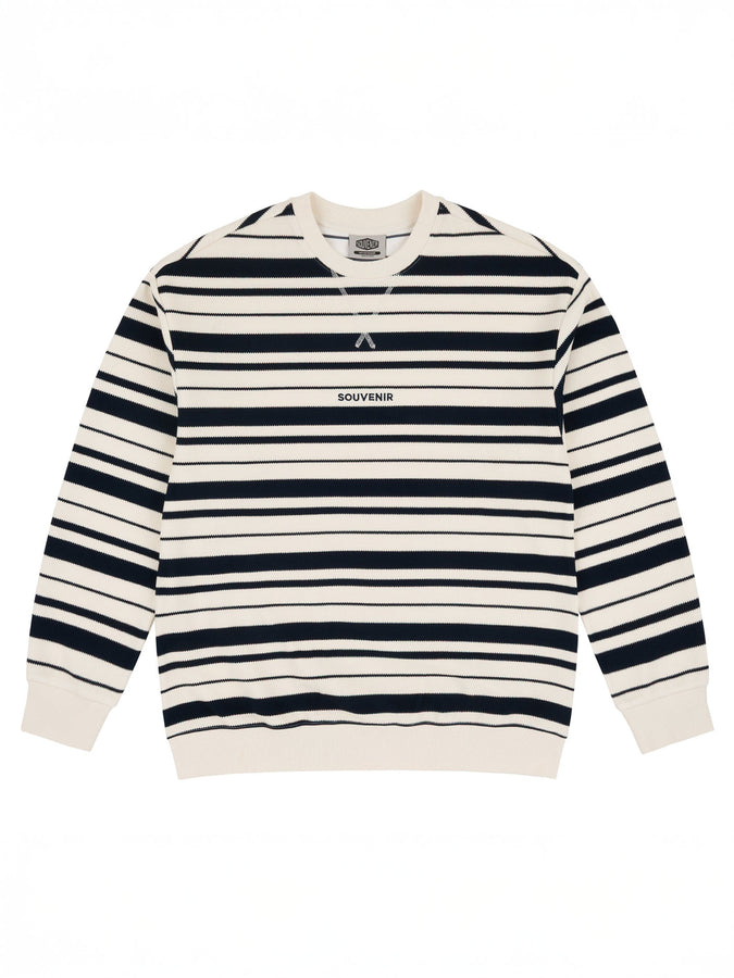 Souvenir Striped Ultra Pique Crewneck Sweatshirt Winter 2026 | MASHMALLOW STRIPES