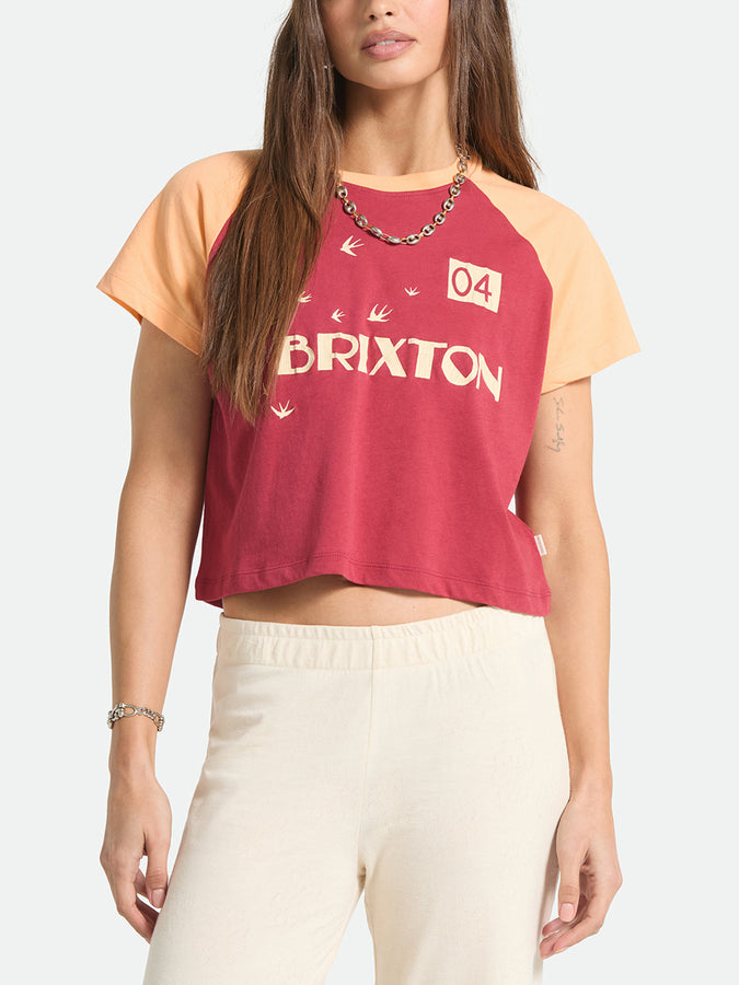 Brixton Swallow Sky Cropped T-Shirt Summer 2026 | ROBUST RED/PEACH COBBLER
