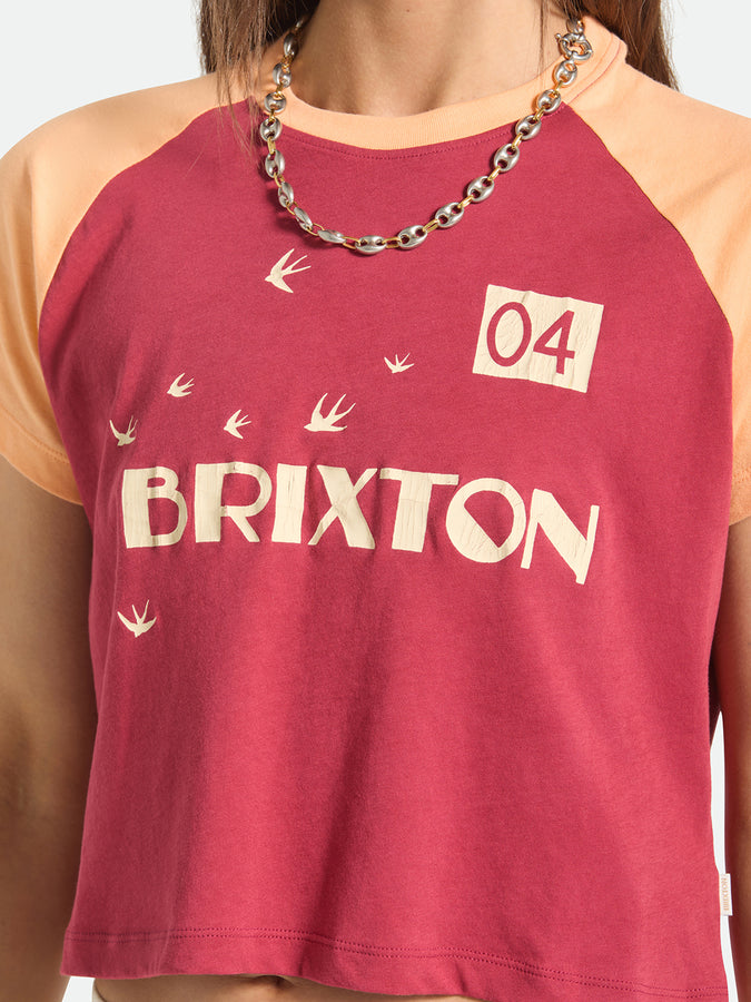Brixton Swallow Sky Cropped T-Shirt Summer 2026 | ROBUST RED/PEACH COBBLER