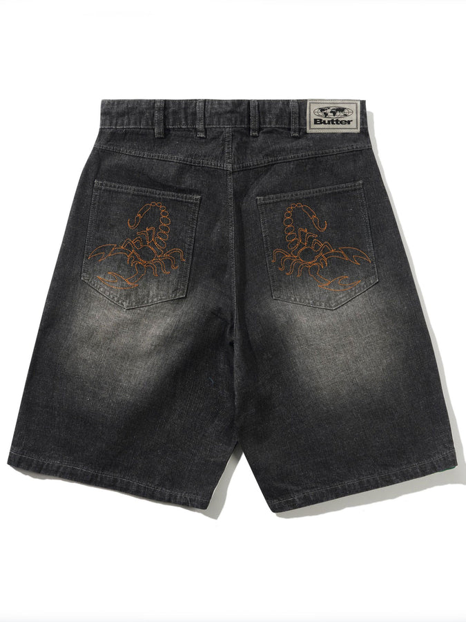 Butter Goods Scorpion Stitch Denim Shorts Spring 2026 | SLUB BLACK
