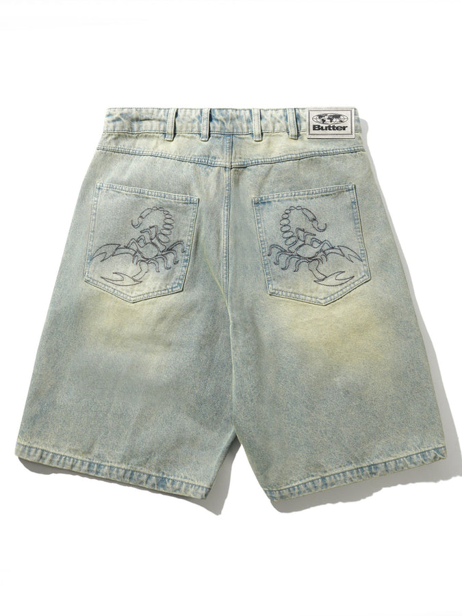 Butter Goods Scorpion Stitch Denim Shorts Spring 2026 | TINTED LIGHT BLUE