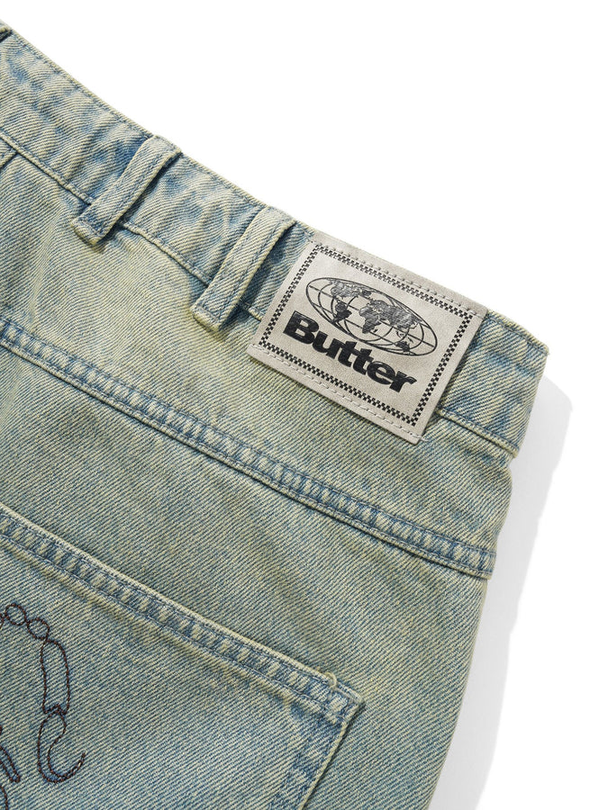 Butter Goods Scorpion Stitch Denim Shorts Spring 2026 | TINTED LIGHT BLUE