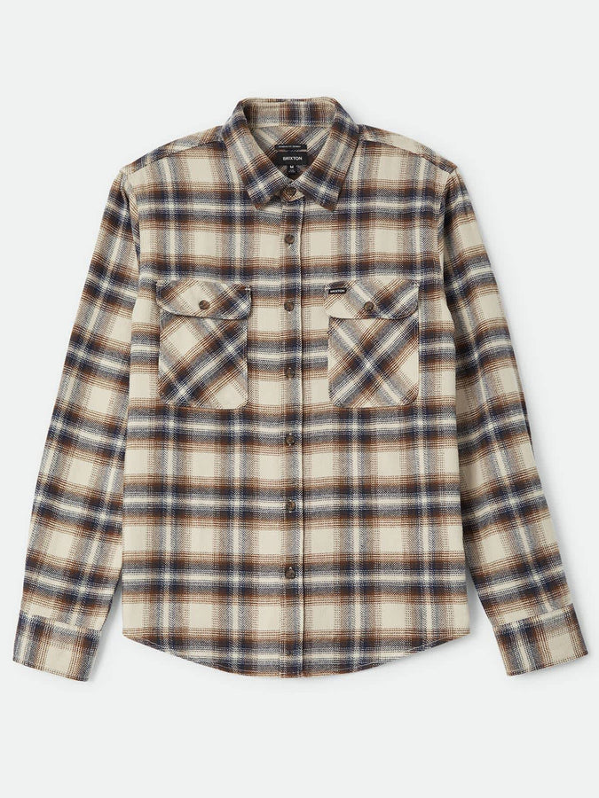 Brixton Bowery Flannel Long Sleeve Buttondown Shirt Fall 2026 | SOFT BROWN PLAID