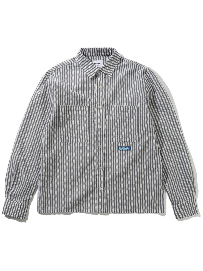 Butter Goods Stitch Long Sleeve Buttondown Shirt Spring 2026 | GREY