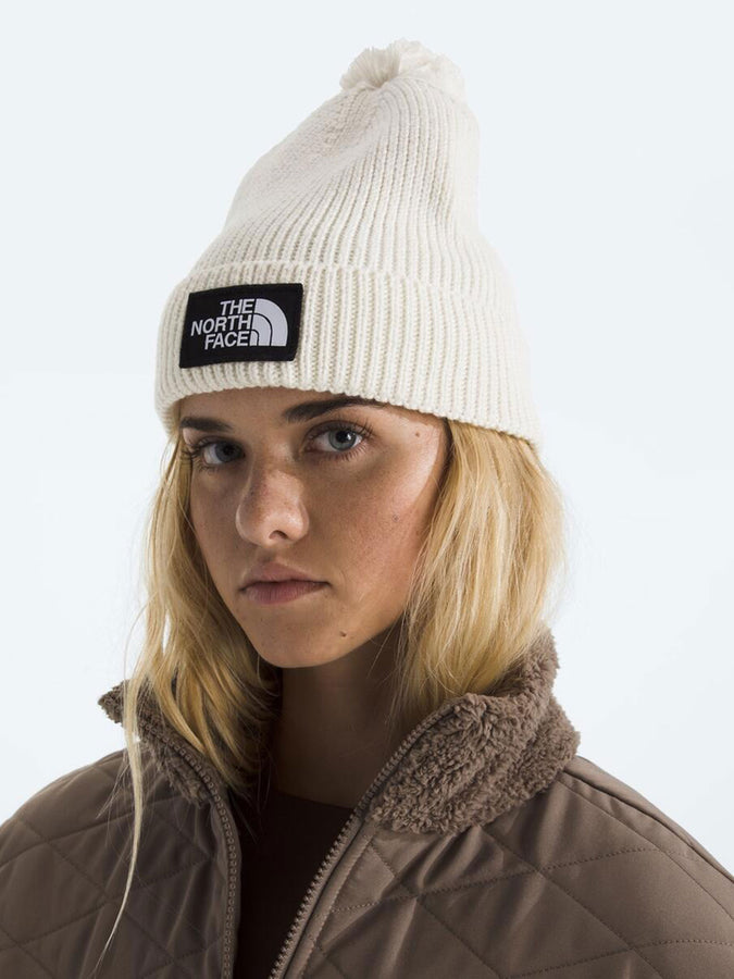 TNF Logo Box Pom Beanie | WHITE DUNE (QLI)