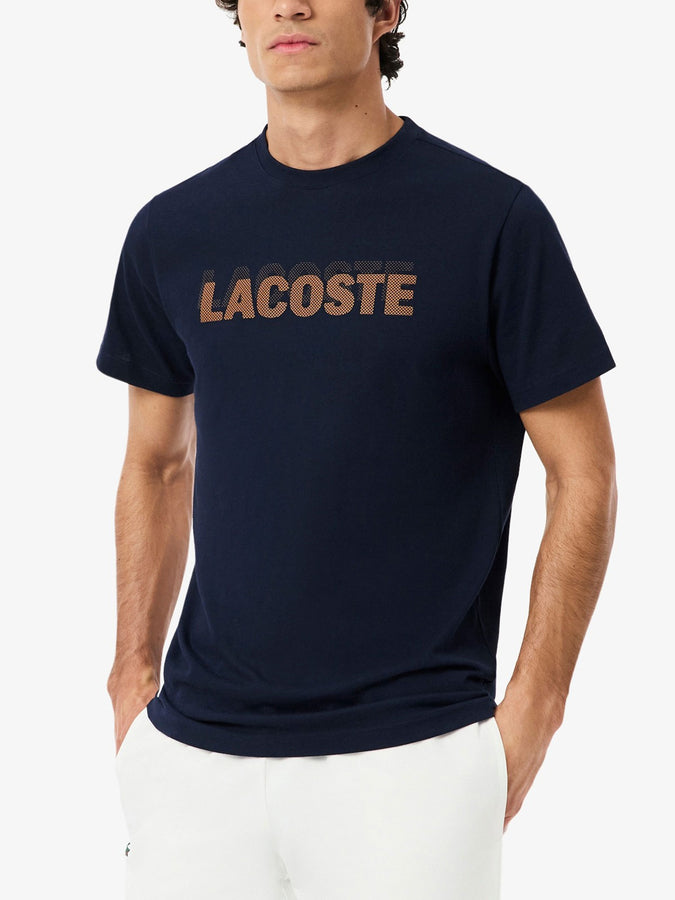 Lacoste Ultra Dry Graphic Print Sport T-Shirt Spring 2026 | NAVY/ORANGE (4IB)