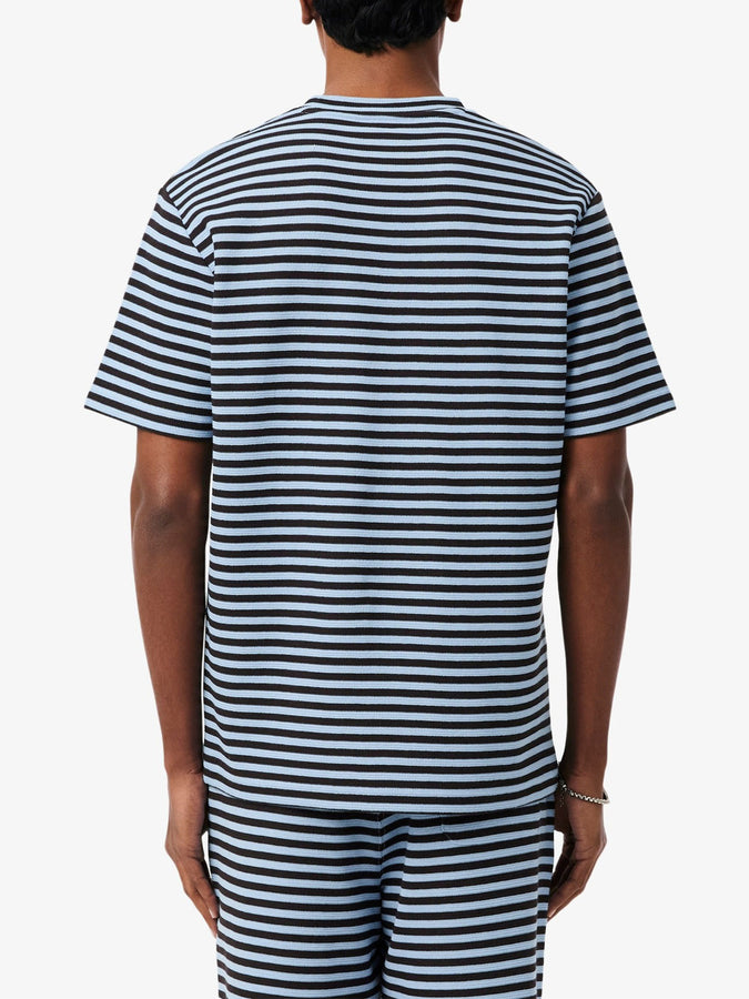 Lacoste Textured Striped Cotton T-Shirt Spring 2026 | LIGHT BLUE/MARRON (4I3)