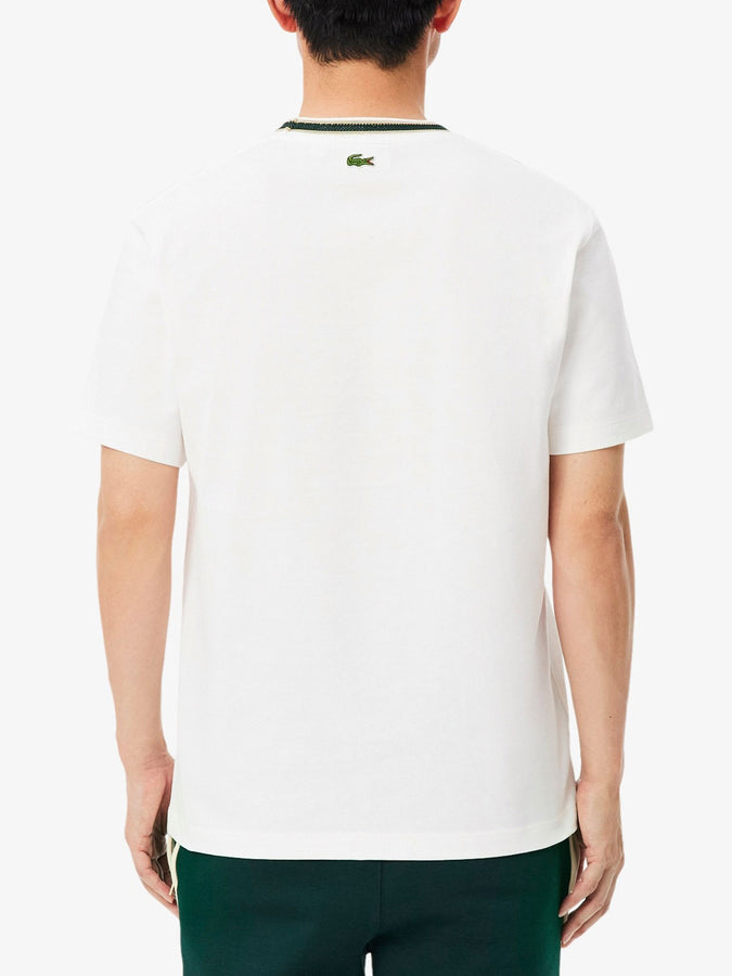Lacoste French Made Badge Accent Striped T-Shirt Fall 2026 | WHITE (70V)