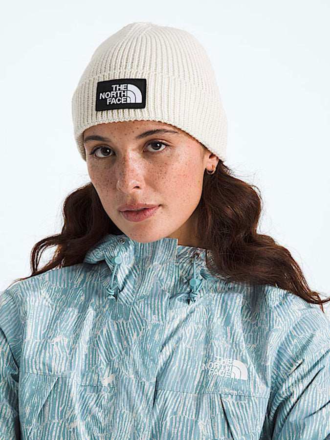 The North Face Logo Box Cuffed Beanie | WHITE DUNE (QLI)