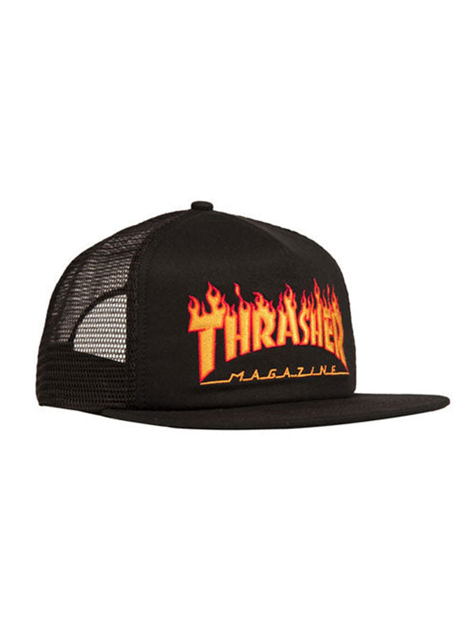 Thrasher Embroidered Flame Logo Mesh Hat Fall 2023 | BLACK