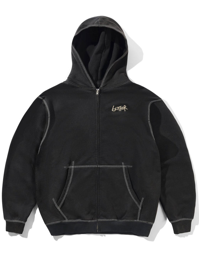 Butter Goods Trail Stitch Zip Hoodie Spring 2026 | WASHED BLACK