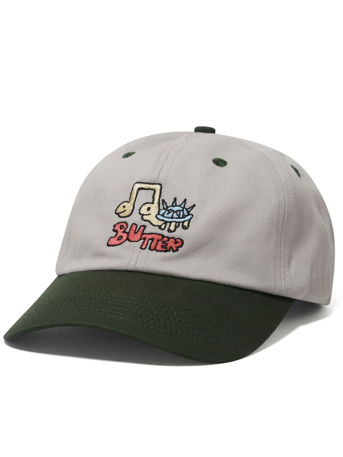 Butter Goods Turtle 6 Panels Strapback Hat | LIGHT GREY/SEAWEED