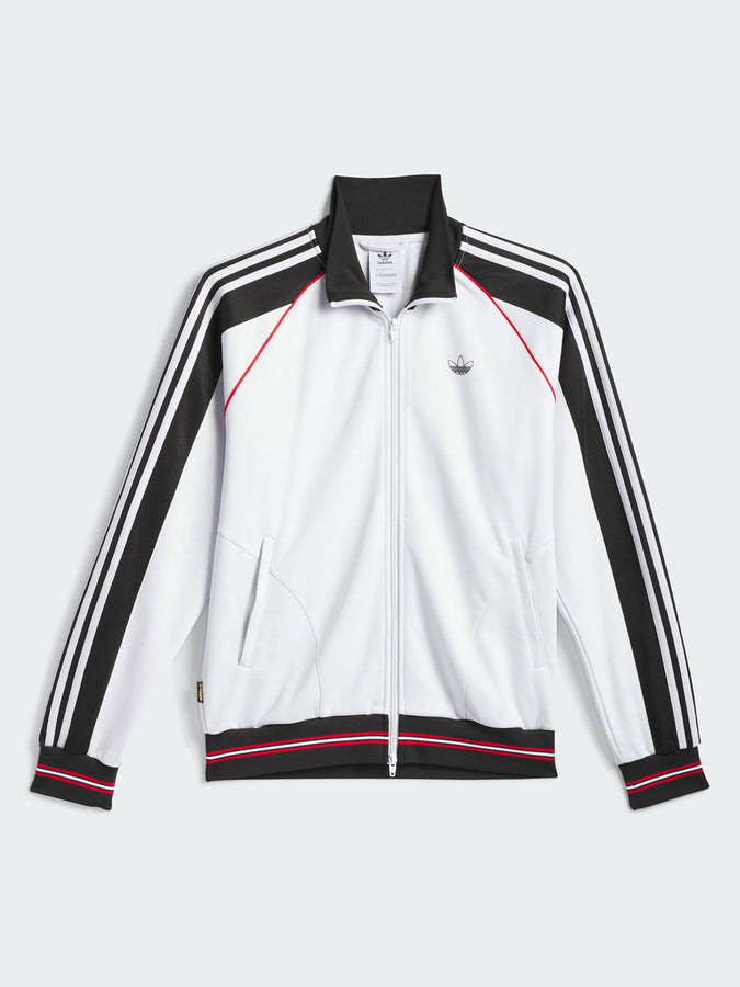 Adidas Skate Tyshawn Track Jacket Spring 2025 | CRYSTAL WHITE/BLK/BTR SCARLET