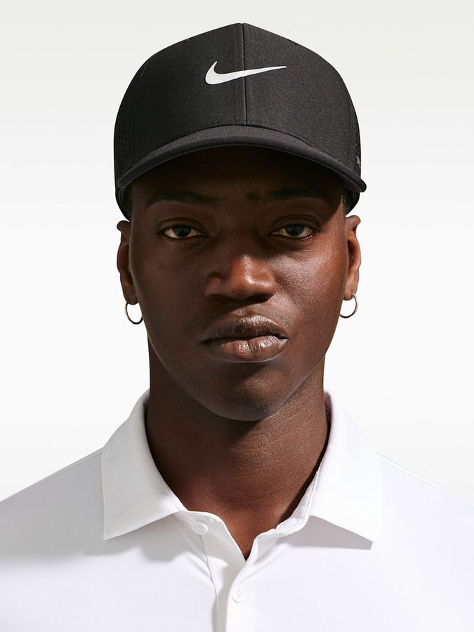 Nike Golf Dri-Fit ADV Rise Swoosh Flex Structured Hat | BLACK/ANTHRACITE/WHITE (010)