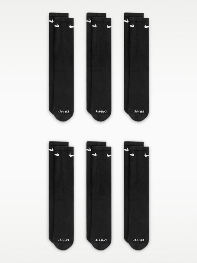 Nike Fairway Fresh Everyday Plus Cushioned 6 Pack Socks | BLACK/WHITE (010)