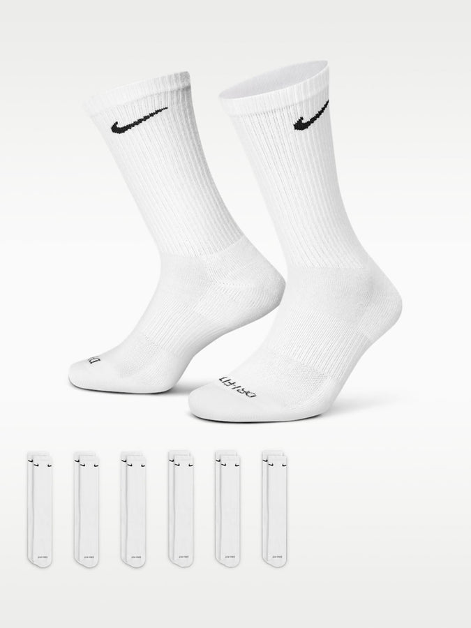 Nike Fairway Fresh Everyday Plus Cushioned 6 Pack Socks | WHITE/BLACK (100)