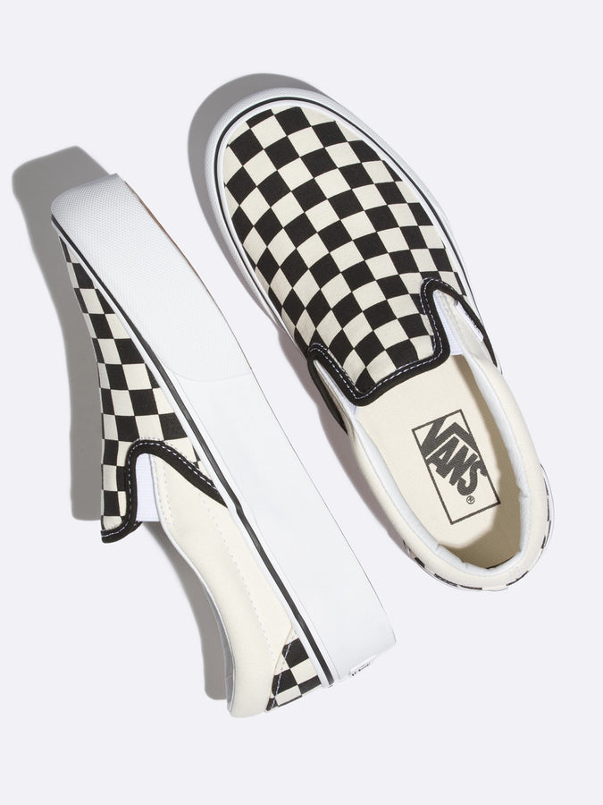 Vans Slip-On Platform Shoes | CHECKER BLACK/WHITE (BWW)