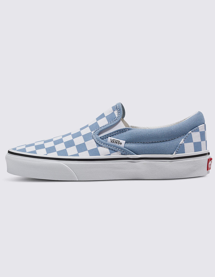 Vans Classic Slip-On Checkerboard Blue Shoes Spring 2024 | CLR THR CHK DST BLU (DSB)