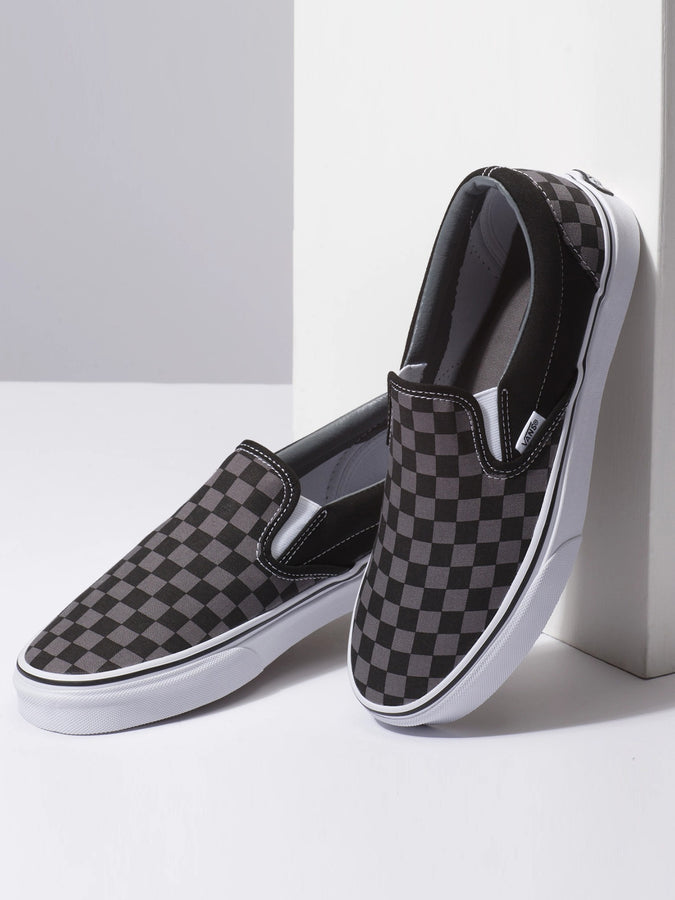 Vans Classic Slip-On Black/Pewter Check Shoes | BLACK/PEWTER CHECK (BPJ)