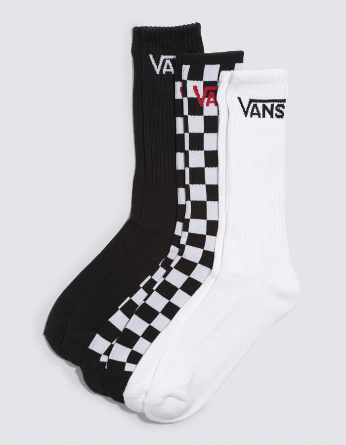 Vans Classic 3 Pack Black/White Socks | BLACK/WHITE (Y28)