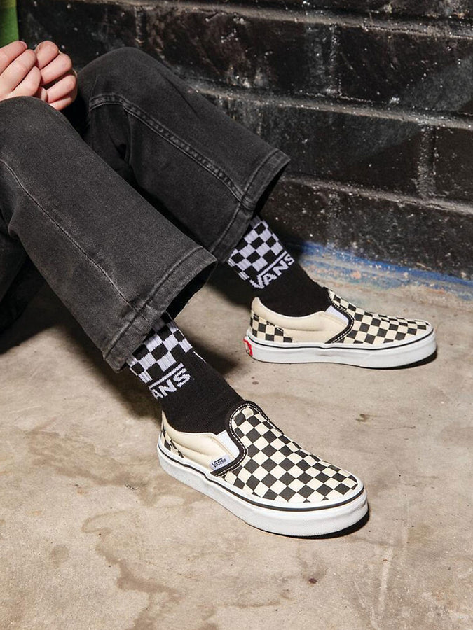Vans Classic Slip-On Checkerboard Black/White Shoes | BLACK/WHITE (EO1)
