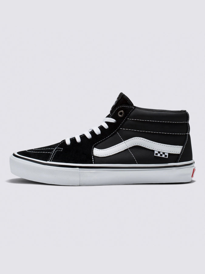 Vans Skate Grosso Mid Black/White/Emo Leather Shoes | BLACK/WHITE/EMO LTR (625)