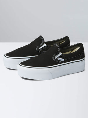 Vans Classic Slip-On Stackform Black/True White Shoes EMPIRE
