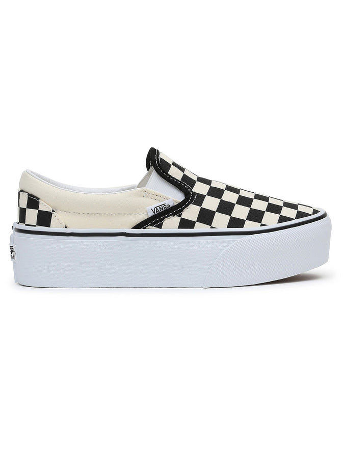 Vans Classic Slip-On Stackform Checkerboard Black/White Shoes | BLACK/CLASSIC WHITE (TYQ)
