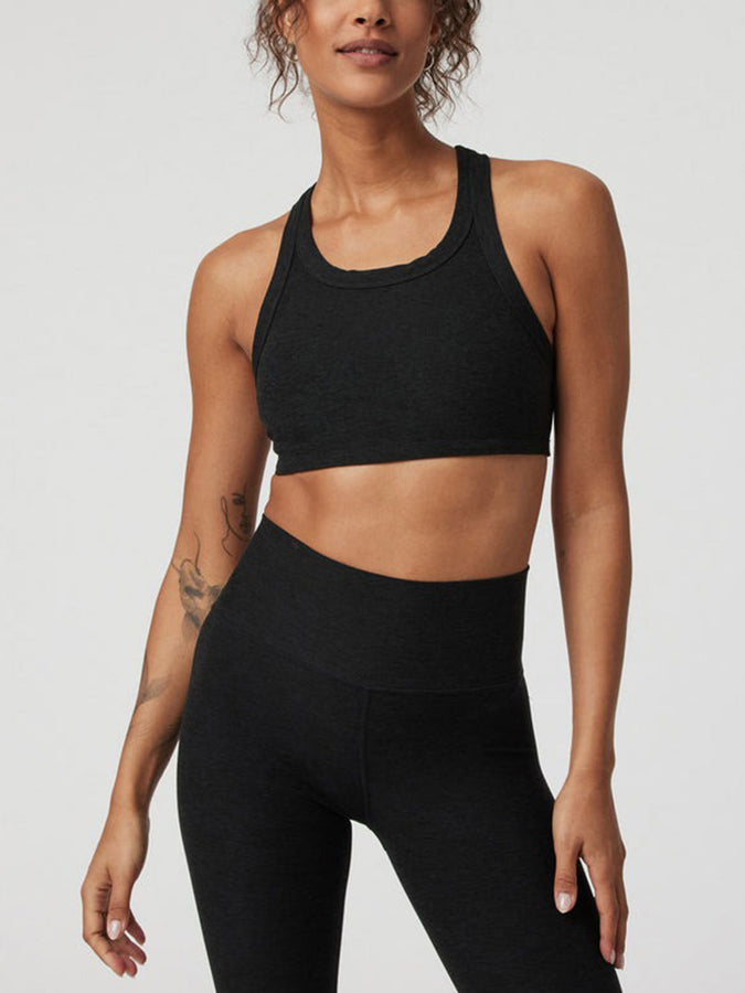 Vuori Elevation Racer Bra Tank Top | BLACK HEATHER (HBK)