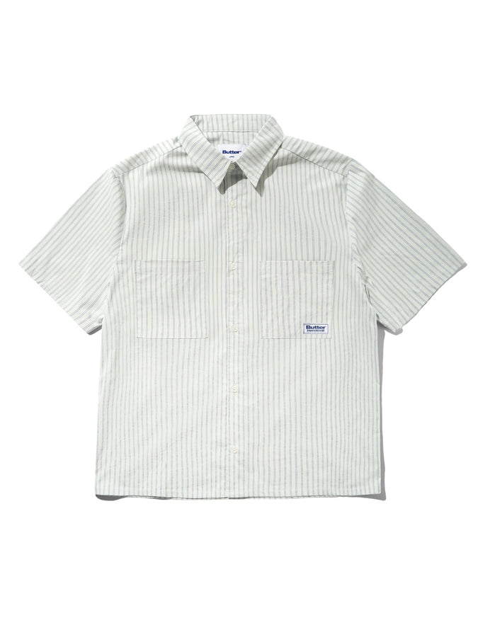 Butter Goods Vertical Stripe Short Sleeve Buttondownm Shirt Summer 2026 | DULL MINT