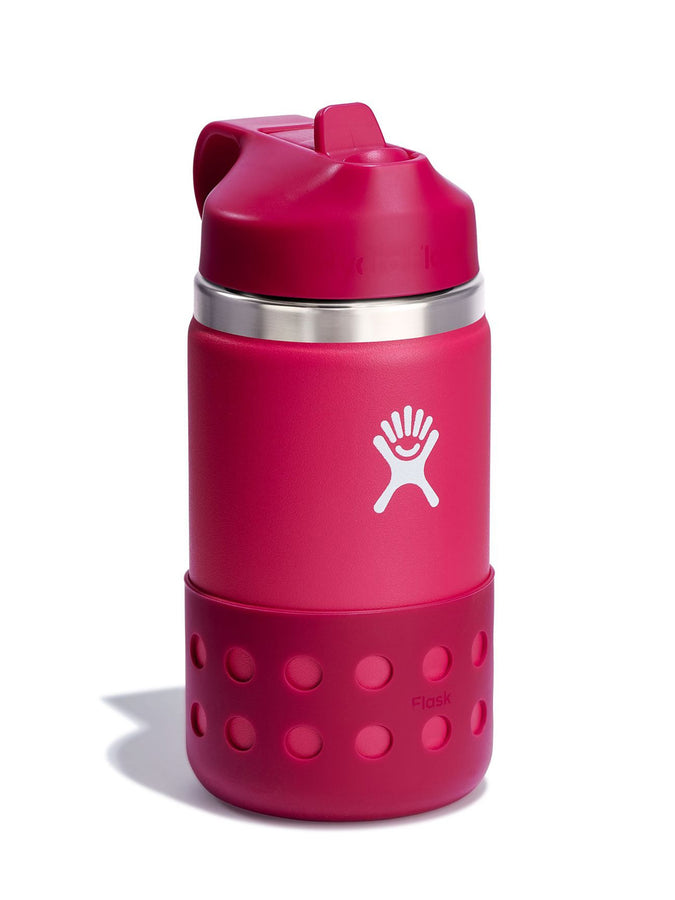 Hydro Flask 12oz Wide With Straw Lid And Boot Peony Bottle | PEONY