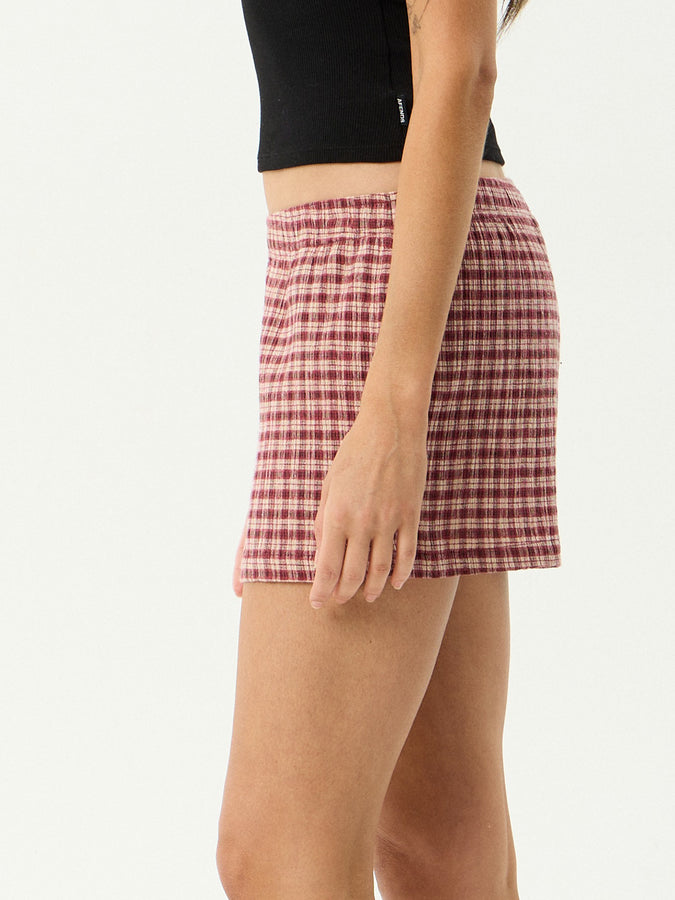 Afends Capricorn Shorts Spring 2026 | BURGUNDY/BEIGE CHECK