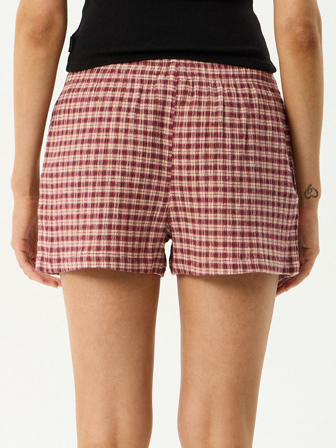Afends Capricorn Shorts Spring 2026 | BURGUNDY/BEIGE CHECK