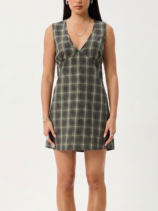 Afends Jonah Dress Summer 2026 | DEEP OLIVE CHECK