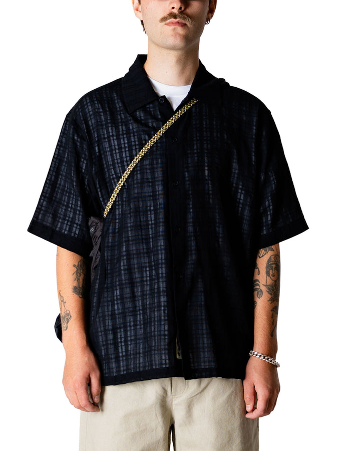 Woodbird Banks Check S/S Buttondown Shirt Spring 2026 | BLACK