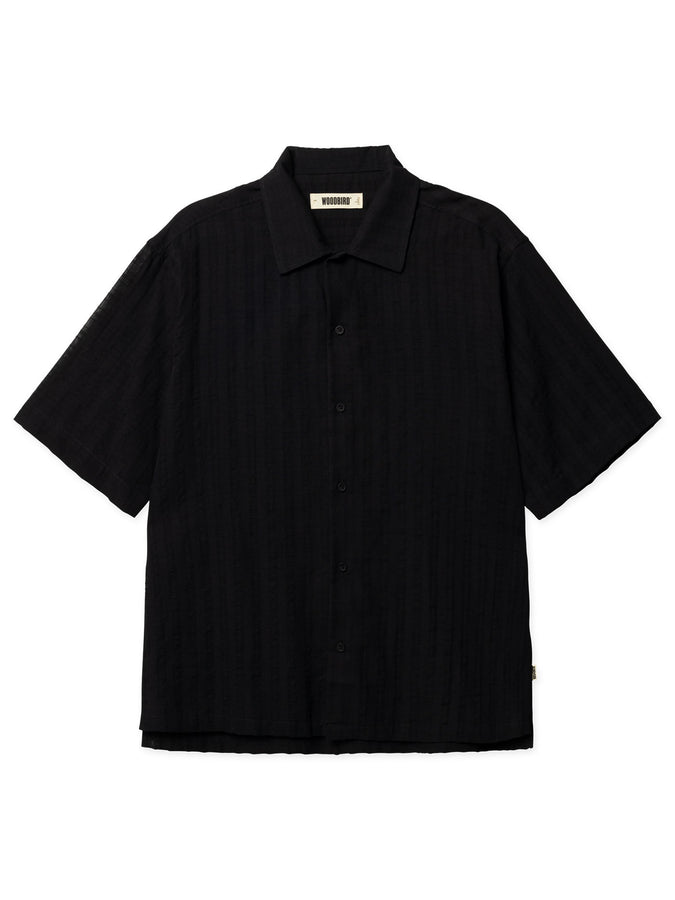 Woodbird Banks Check S/S Buttondown Shirt Spring 2026 | BLACK