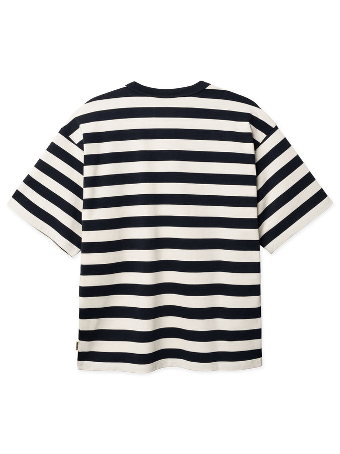 Woodbird Beam Stripe T-Shirt Spring 2026 | DARK NAVY