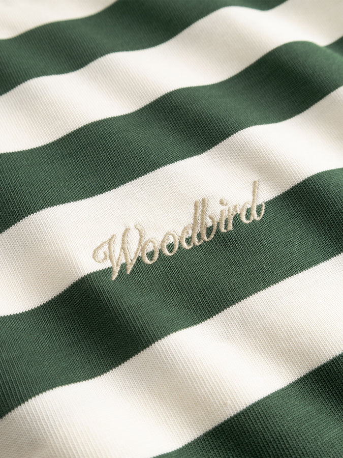 Woodbird Beam Stripe T-Shirt Spring 2026 | PINE GREEN