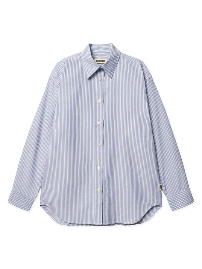 Woodbird Becca OX Stripe L/S Buttondown Shirt Spring 2026 | BLUE STRIPE