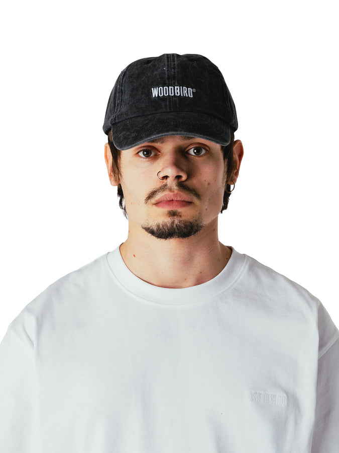 Woodbird Core Twill Strapback Hat | WASHED BLACK