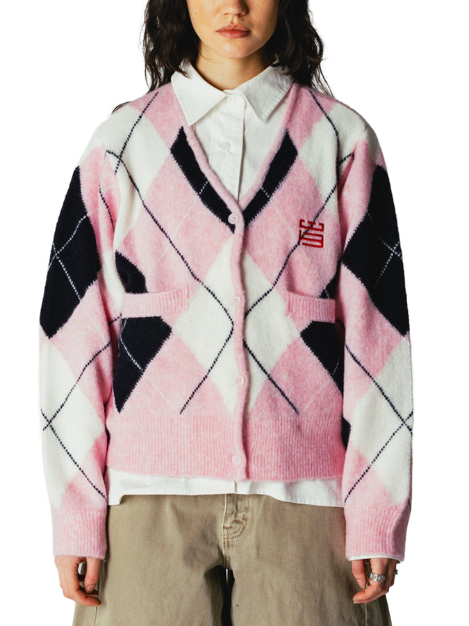 Woodbird Fen Argyle Cardigan Fall 2026 | DUSTY VIOLET/NAVY