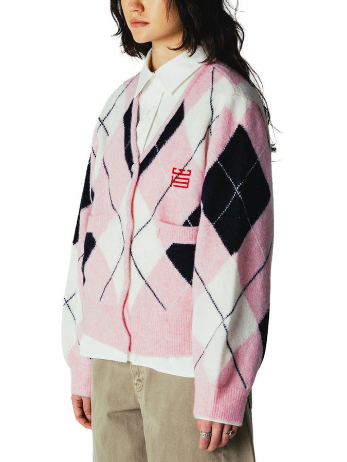 Woodbird Fen Argyle Cardigan Fall 2026 | DUSTY VIOLET/NAVY
