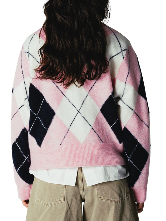 Woodbird Fen Argyle Cardigan Fall 2026 | DUSTY VIOLET/NAVY