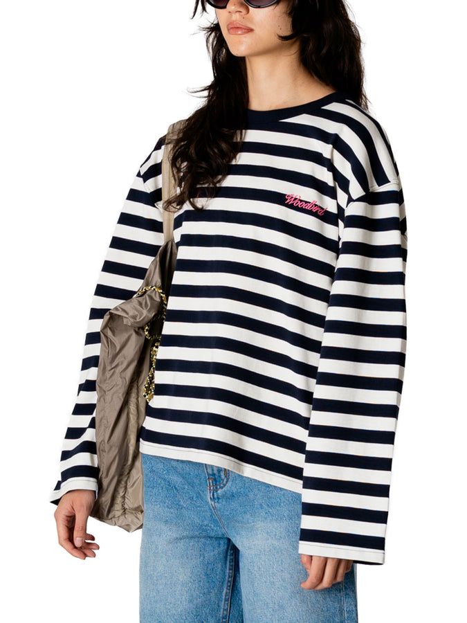 Woodbird Joul Wide Long Sleeve T-Shirt Spring 2026 | NAVY/WHITE