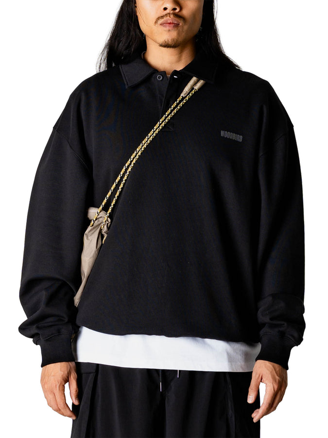 Woodbird Loke Sport Long Sleeve Polo Spring 2026 | BLACK