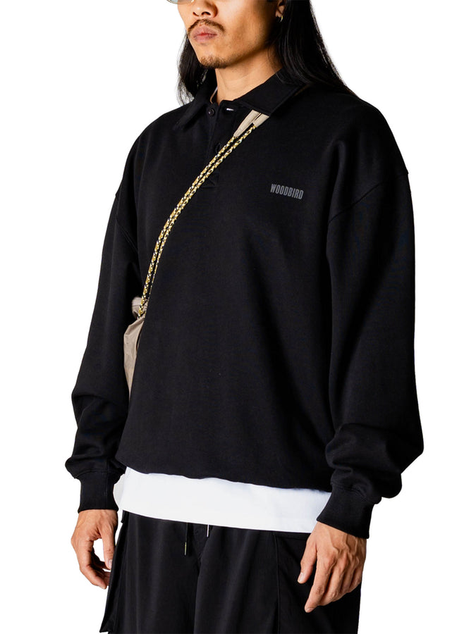 Woodbird Loke Sport Long Sleeve Polo Spring 2026 | BLACK