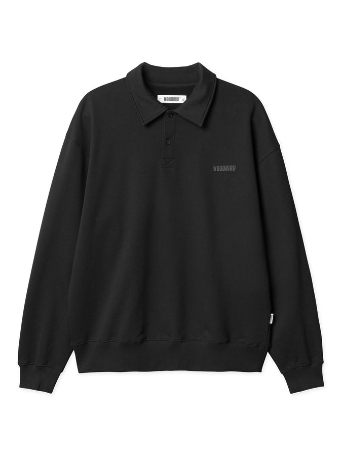 Woodbird Loke Base Long Sleeve Polo Spring 2026 | BLACK