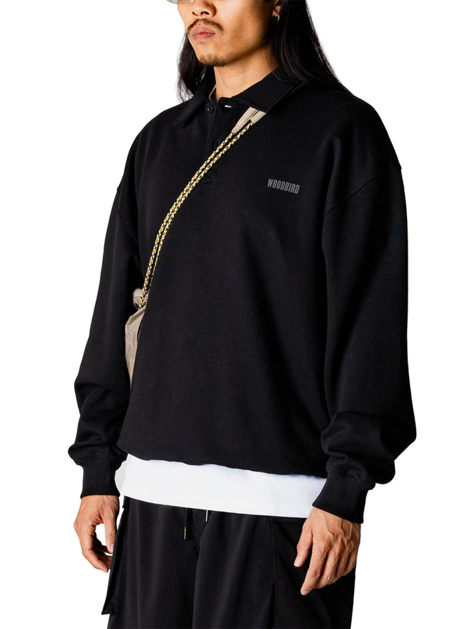 Woodbird Loke Base Long Sleeve Polo Spring 2026 | BLACK