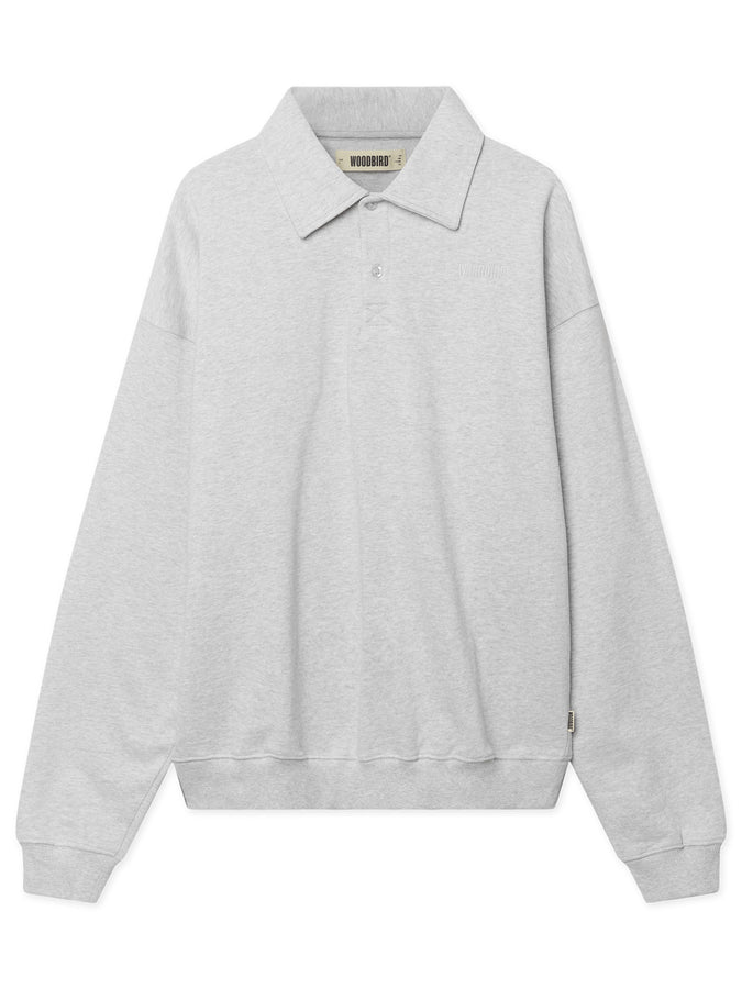 Woodbird Loke Base Long Sleeve Polo Spring 2026 | GREY MELANGE